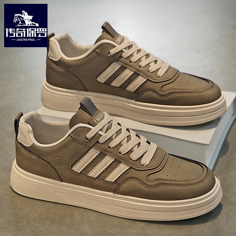 传奇保罗男鞋春季2025新款男式休闲鞋子软底运动百搭潮鞋板鞋男款
