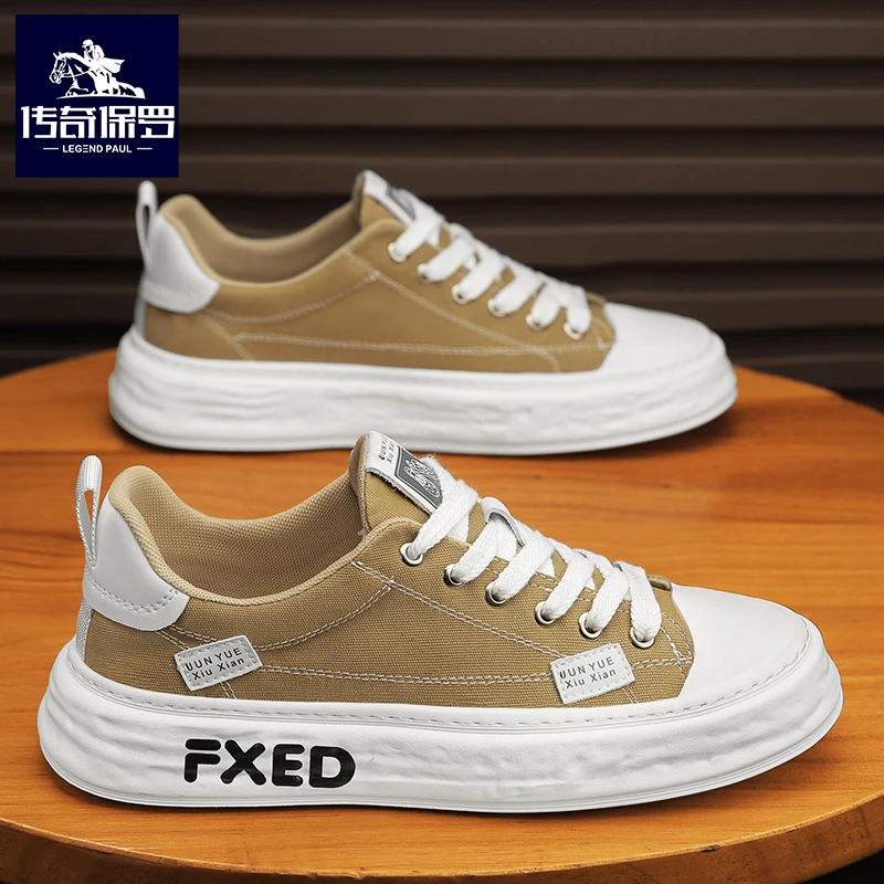 传奇保罗男士帆布鞋青少年休闲低帮板鞋学生潮流百搭小众运动男鞋