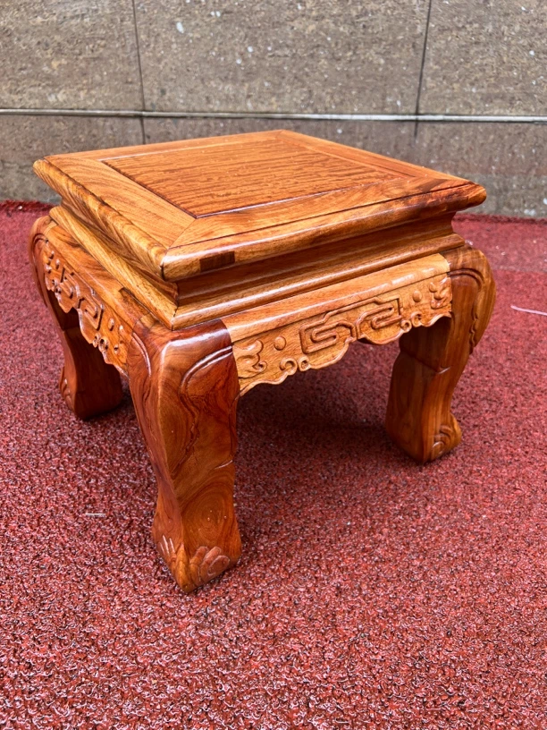 缅花、方几虎脚凳、尺寸30x30x35高家用古典客厅复古禅意实木办公