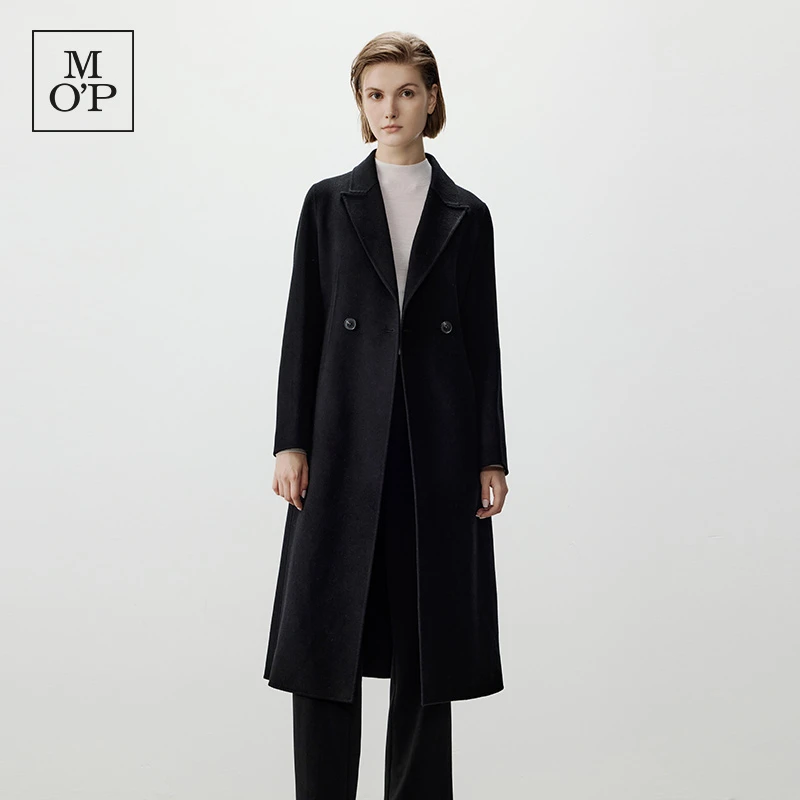 Marc O'Polo/MOP【商场同款】冬季A字型绵羊毛修身显瘦毛呢外套女士