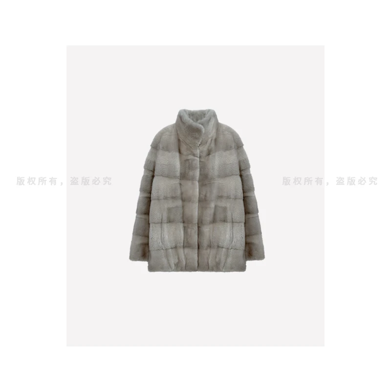 【横刀立领】冬季新款 进口整貂 银蓝本色 水貂皮草外套 21DDY8820