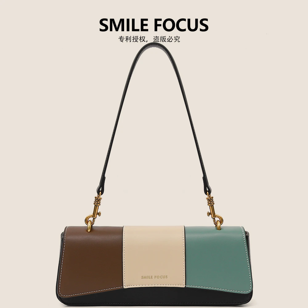 SMILE FOCUS微笑有约2024潮款新品女士气质休闲腋下法棍包