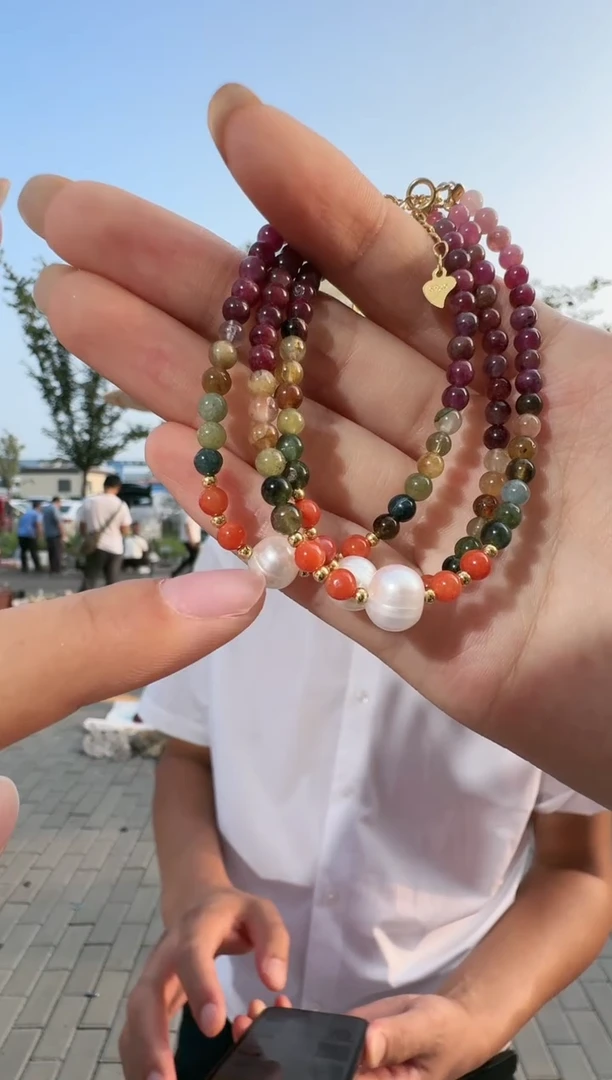 【闪购商品】碧玺手链银S925镶嵌ck1724约3mm左右多样性发一件