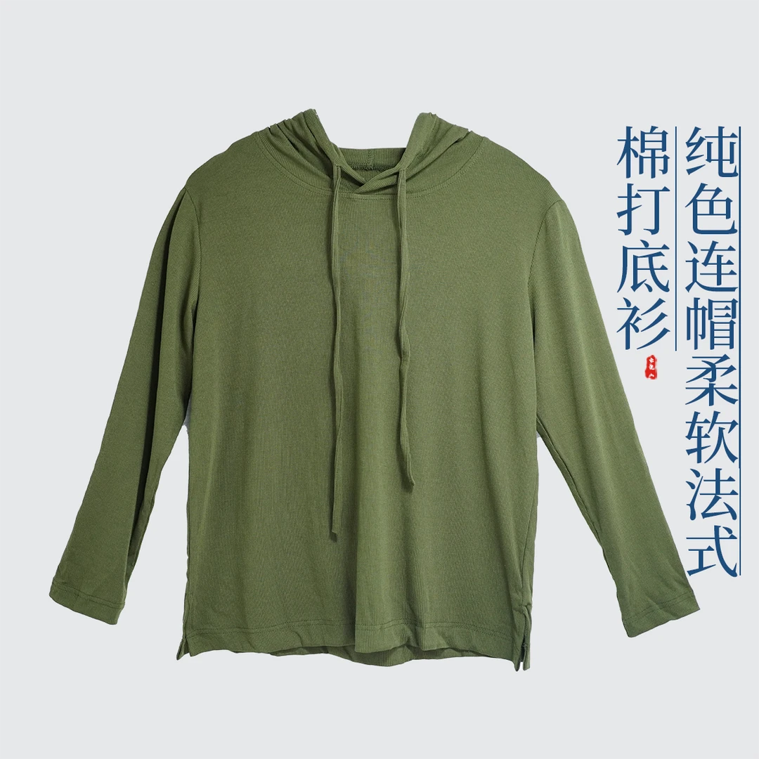 贺小黑纯色连帽棉短款打底衫柔软法式休闲手工-887