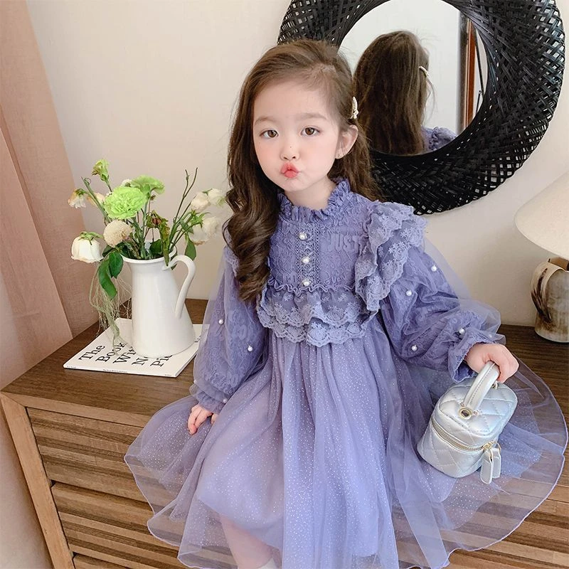 女童连衣裙春秋冬加绒公主裙小女孩网红超仙蓬蓬裙宝宝礼服裙洋气