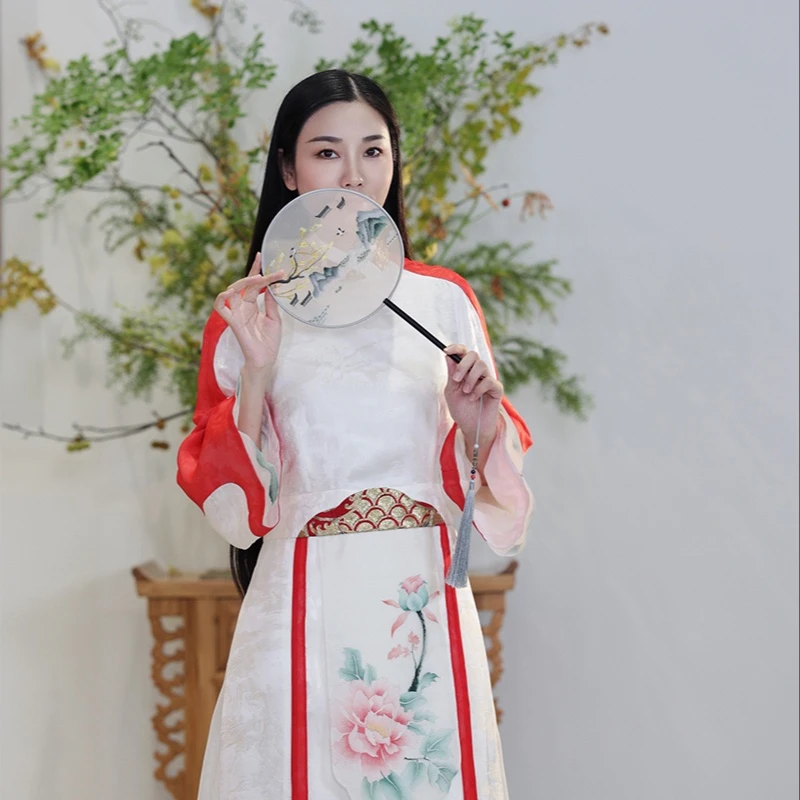 云谧【芷恬】新中式国风华贵手绘牡丹花礼服连衣裙交领