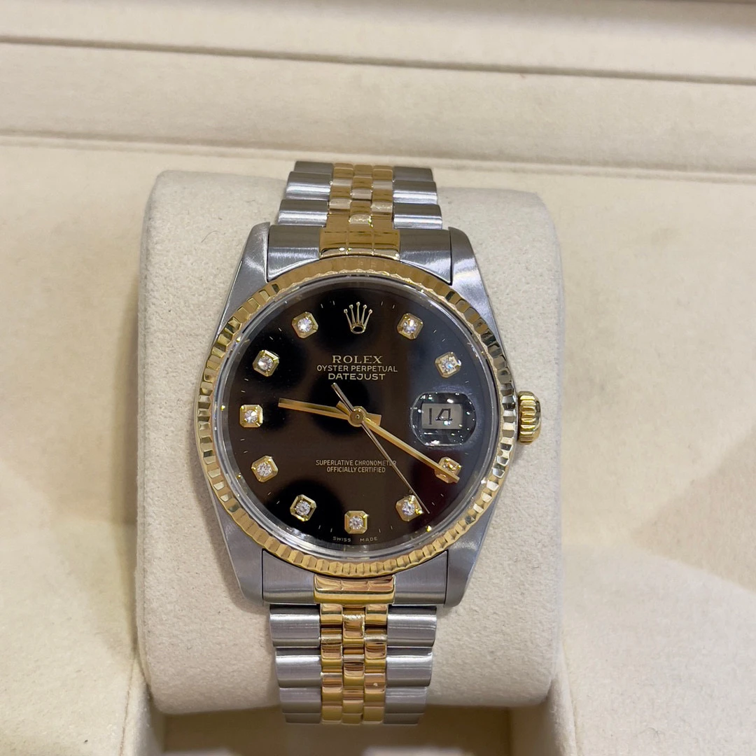 95新 Rolex/劳力士 三只鱼/16233/单表/黑盘钻刻/后盘后钻