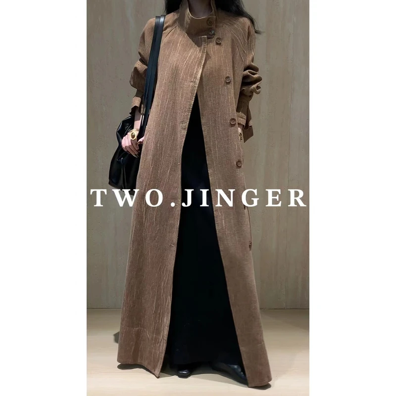 二静子 2024极简约大气定制树皮长风衣外套 HG16616