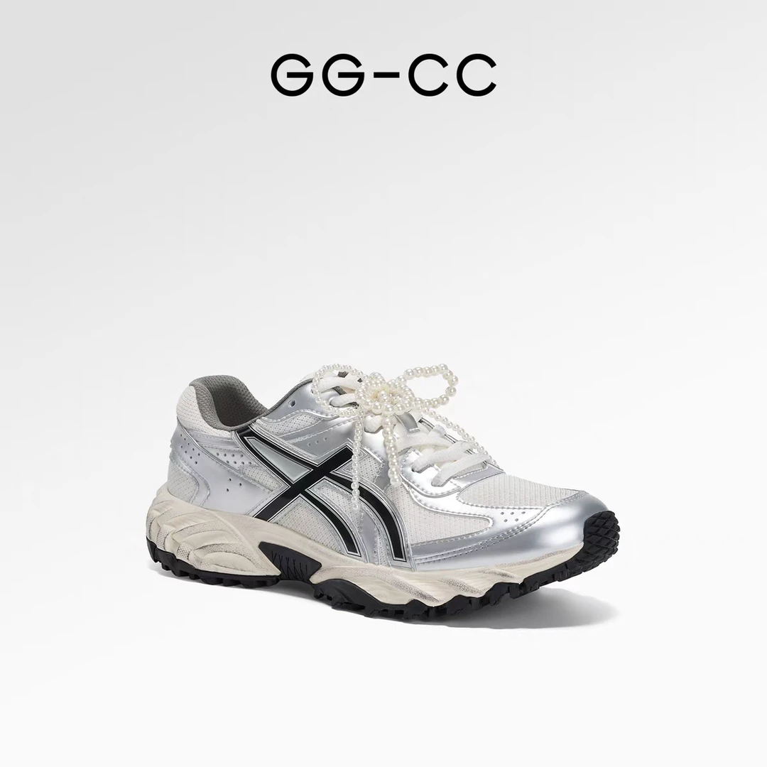 【轻氧女团】GGCC2024年秋季复古银色老爹鞋擦色做旧运动休闲鞋女