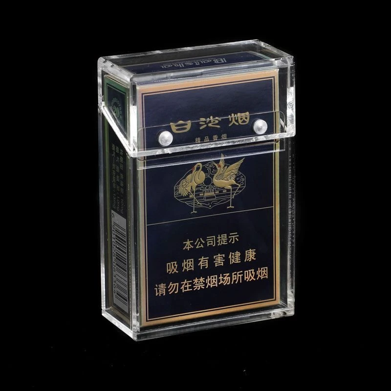 创意亚克力高档20支装塑料翻盖透明烟盒防尘散粉翻盖式烟盒保护套