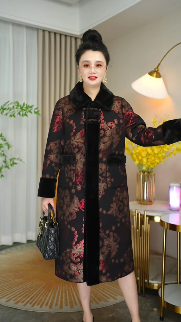 两面穿冬加绒大码显瘦遮肉中老年妈妈装中长款减龄大衣外套A32