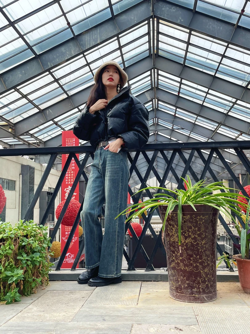 气质春装高货女装叫到名字去拍黑色宽松牛仔时尚休闲