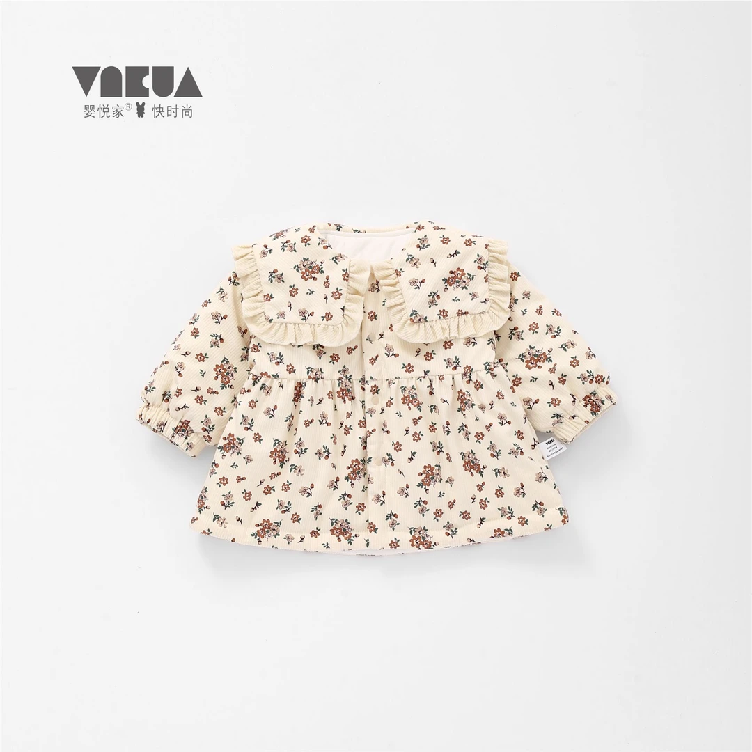 婴悦家秋冬款女宝宝时尚洋气保暖娃娃领碎花外套1200克 86723