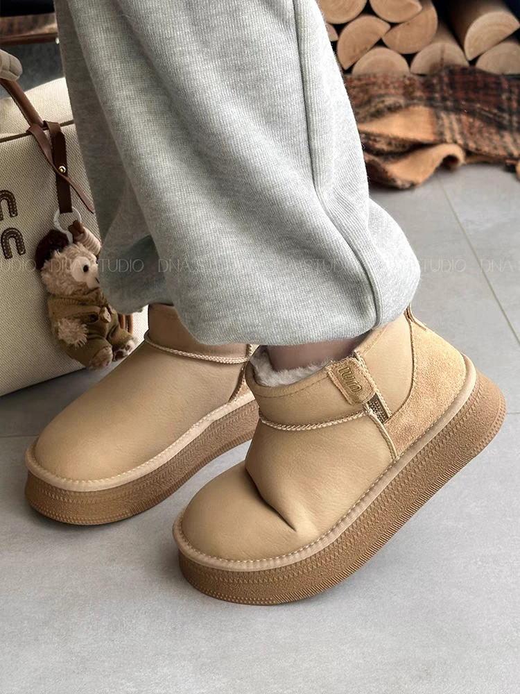 保暖雪地靴女靴2024新款休闲防水一脚蹬短靴棉靴