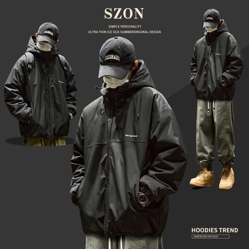 SENRAN/森然棉衣外套男冬季加厚连帽保暖棉服美式休闲宽松冲锋衣