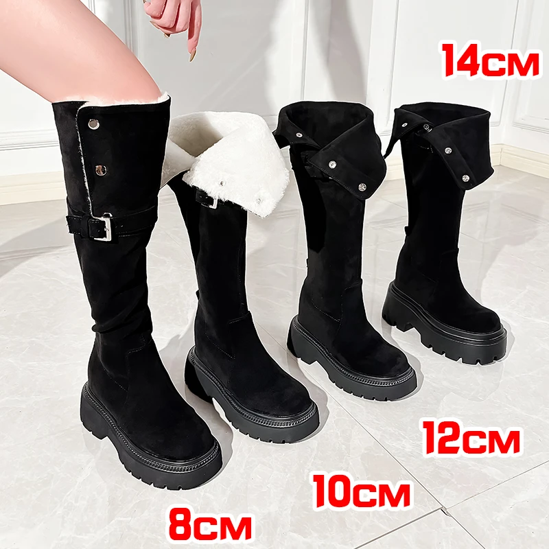 张匠人小个子内增高8-14厘米过膝长靴厚底瘦瘦靴长筒靴开运穿搭