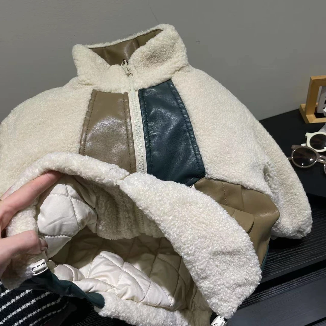 【MJL】冬款 韩版 儿童 皮衣拼接 外套23Q8862