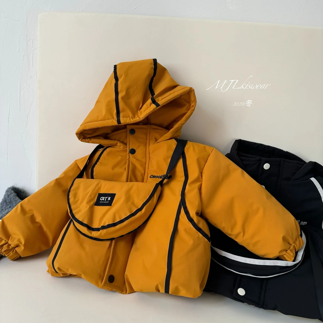 MJL 冬款韩版 连帽大棉服 带包包 儿童外套A961