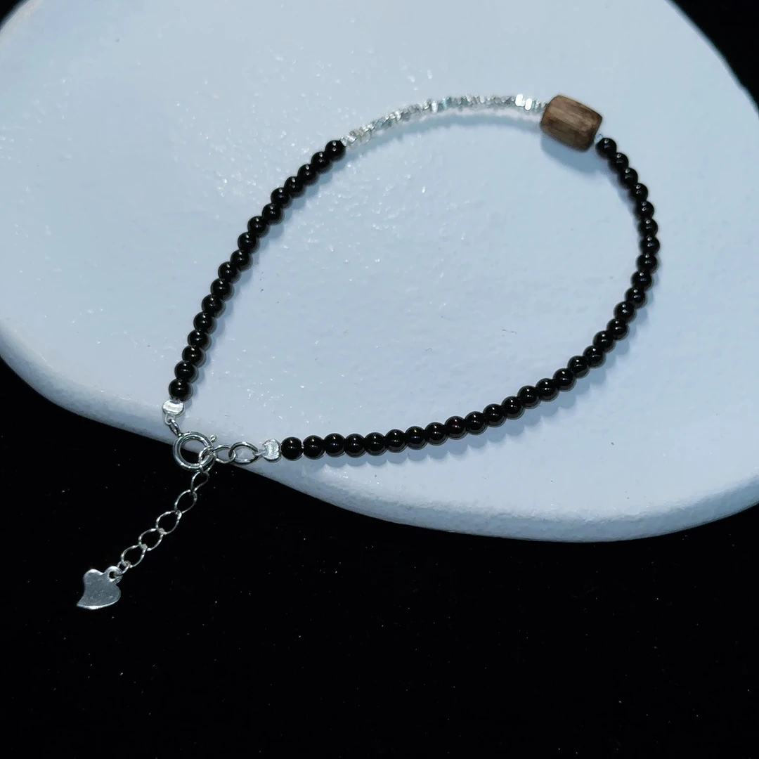 【关照】黑碧玺925银手串（天然珠宝多样性发其一）