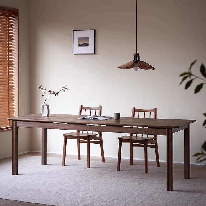 北美黑胡桃木餐桌实木工作台简约书桌家用办公桌客厅长方形大板桌