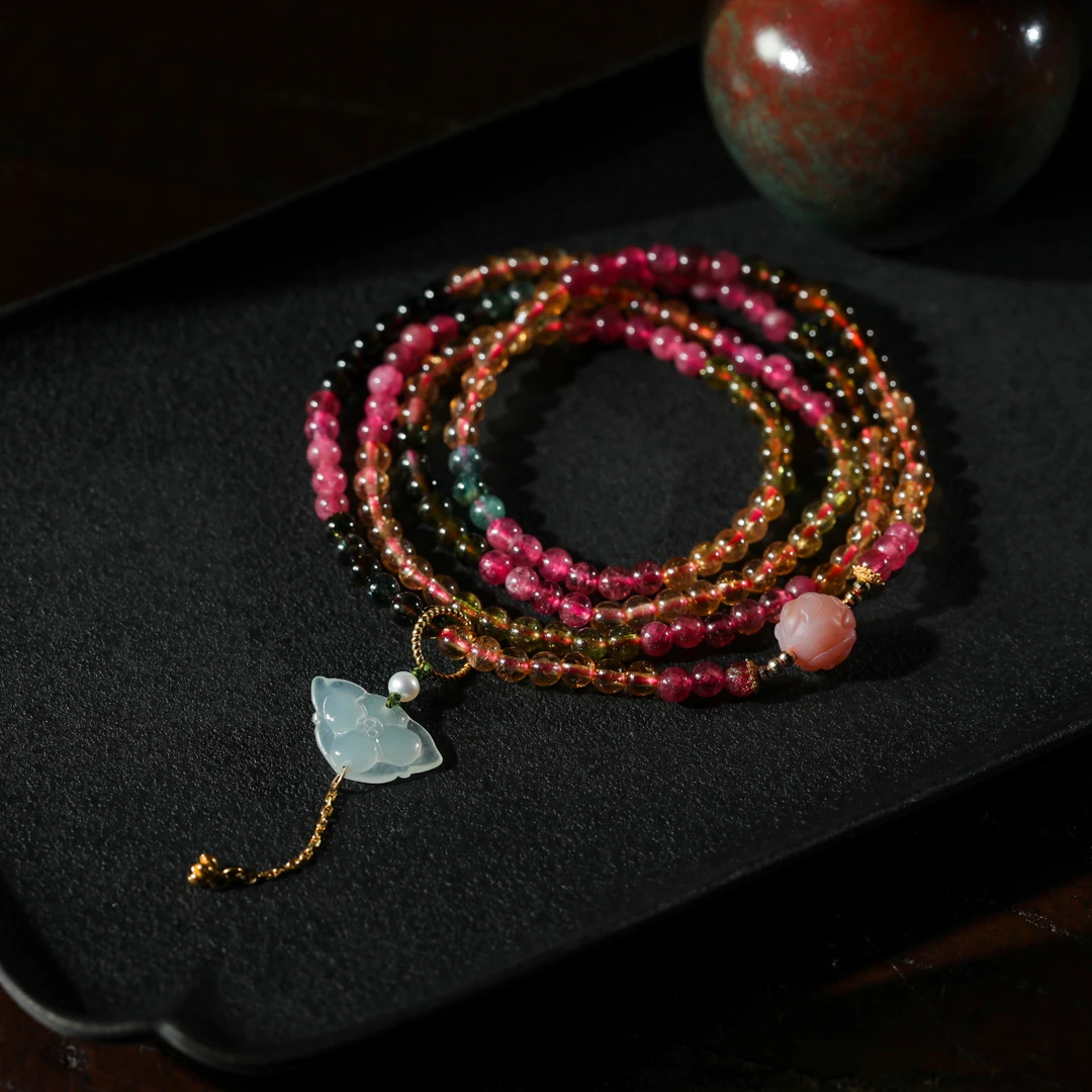 【意婵】精品天然碧玺多圈18k金翡翠盐源-907569