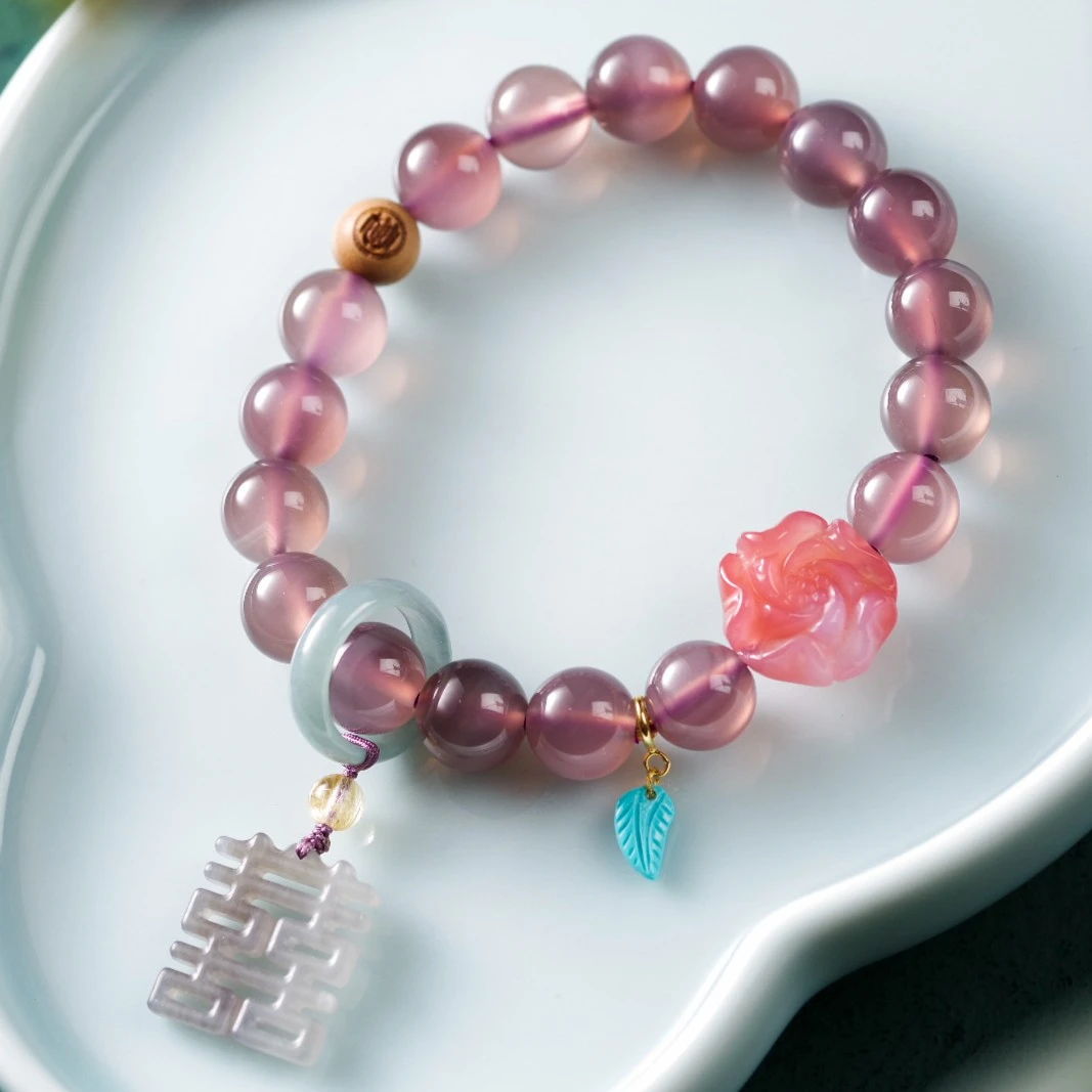 【意婵】醉倾城|精品天然紫罗兰玉髓单圈绿松盐源18k金-902108