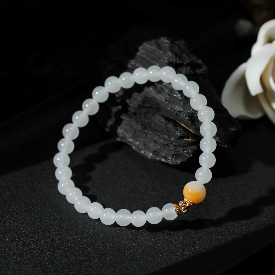 【意婵】悦言|典藏级野牛沟老料羊脂白玉单圈18K金翡翠-906842