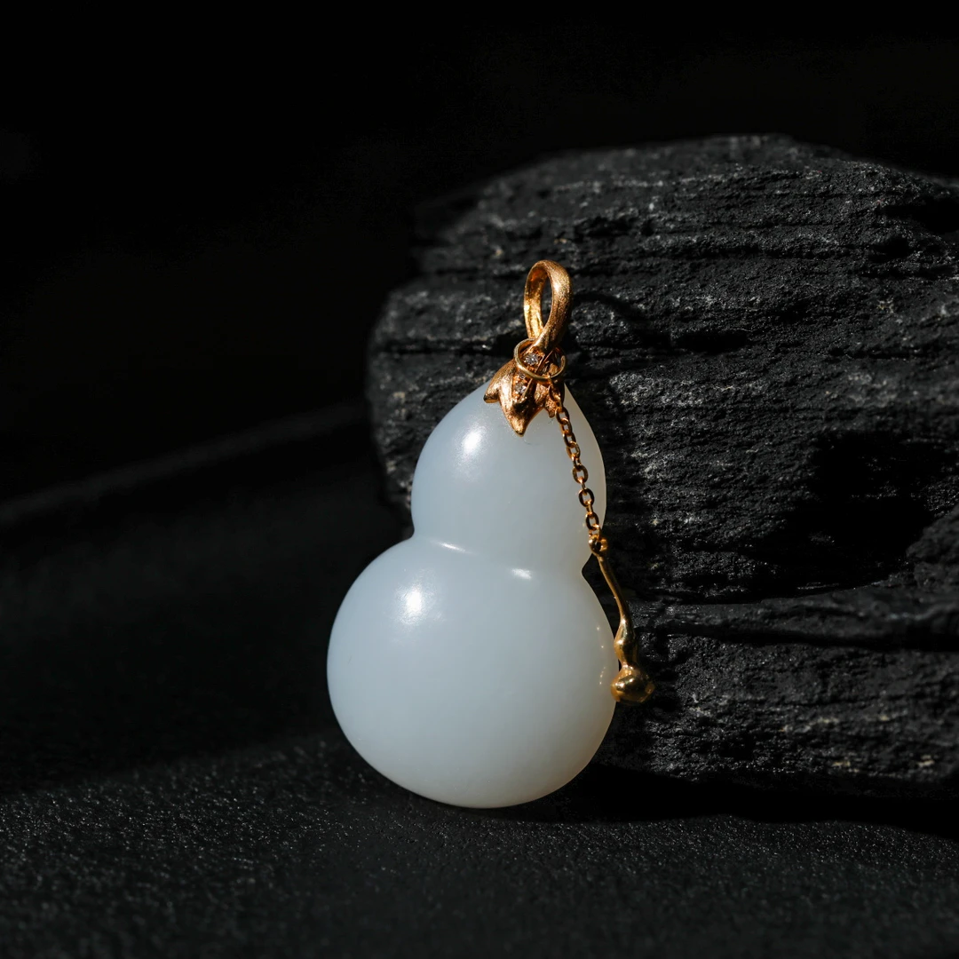【意婵】雅葫|典藏级老俄料羊脂白玉葫芦吊坠18K金（不含链）906305