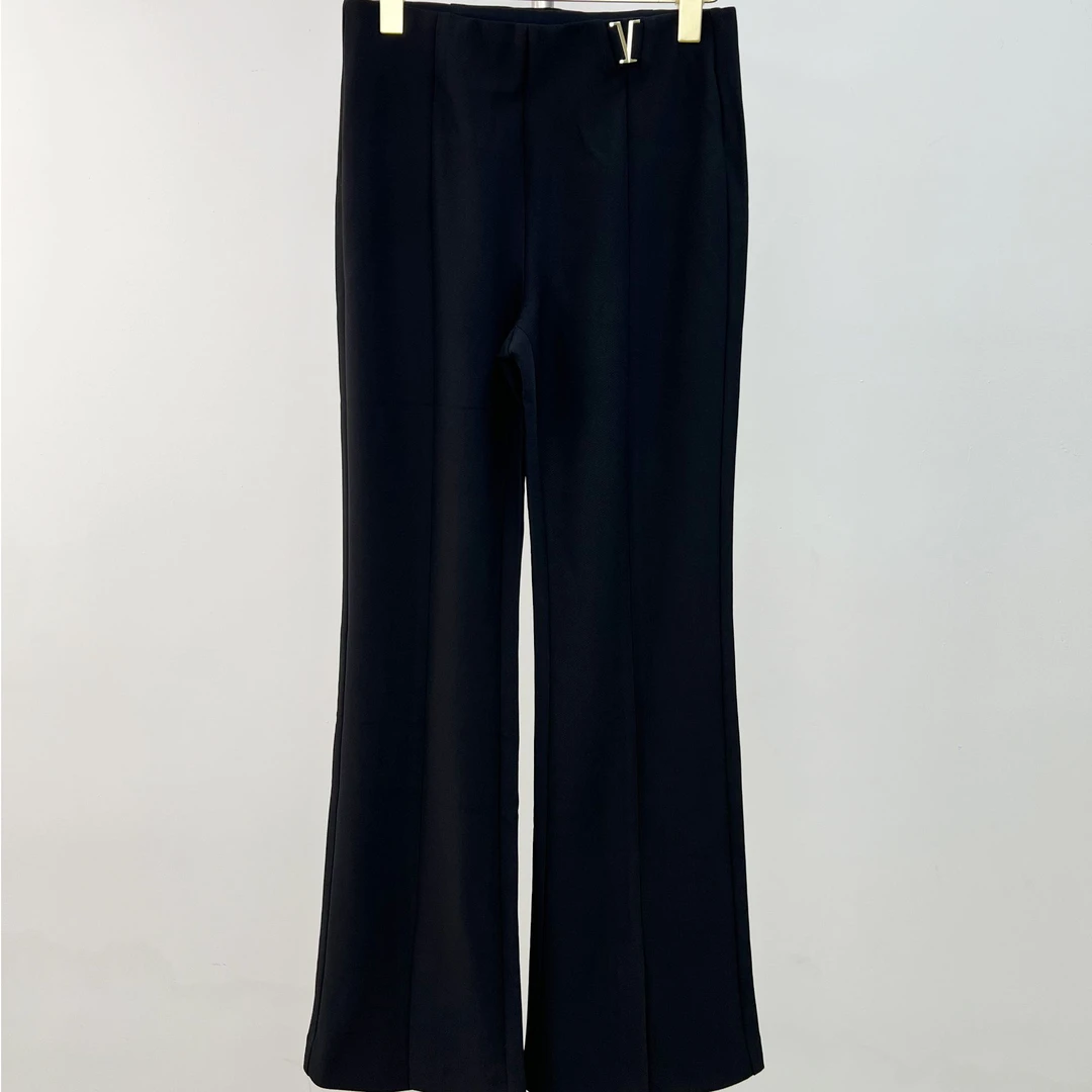 南油丨秋冬黑色修身时尚气质百搭简约喇叭裤A8825