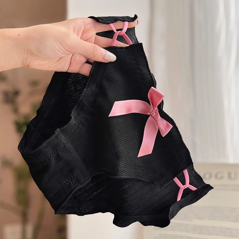 棉质薄款时尚女士内裤少女细带蝴蝶结薄款性感打底低腰三角裤简约