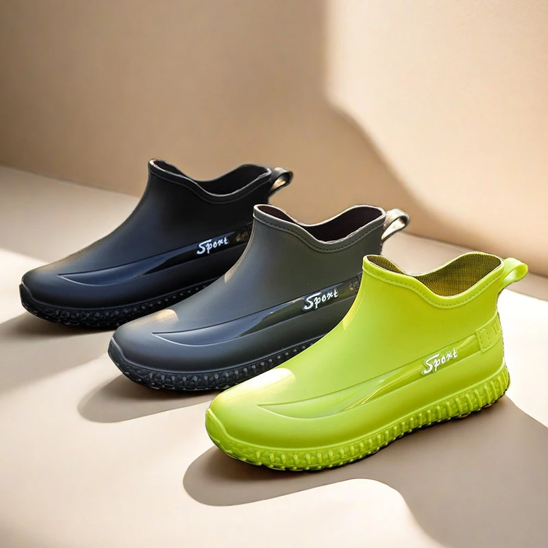 短筒男士低帮时尚防水鞋厚底轻便耐磨厨房加绒钓鱼雨靴胶鞋保暖鞋