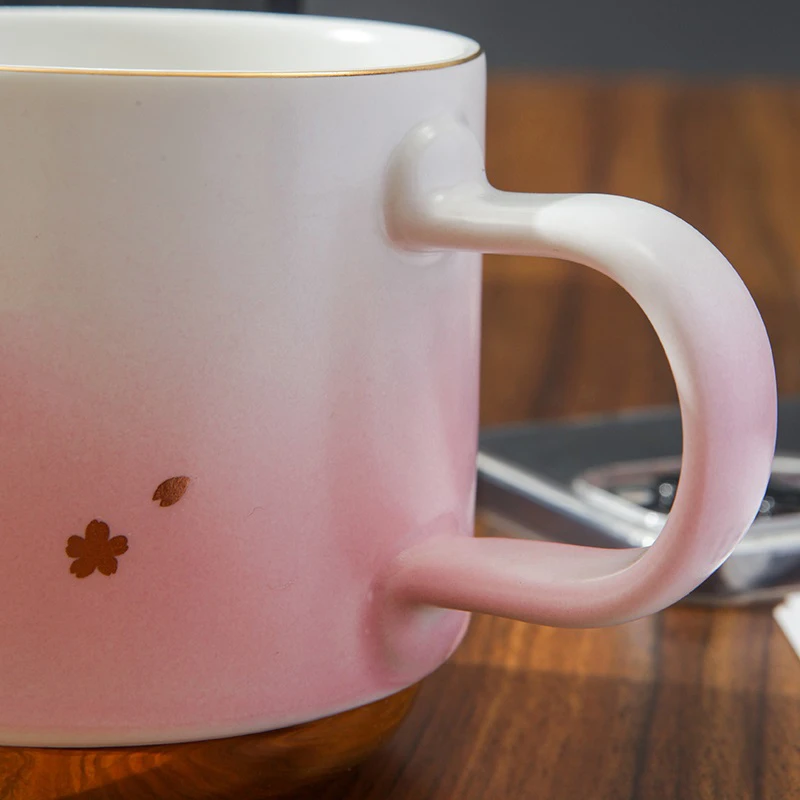 22121406Y 樱花粉陶瓷水杯马克杯