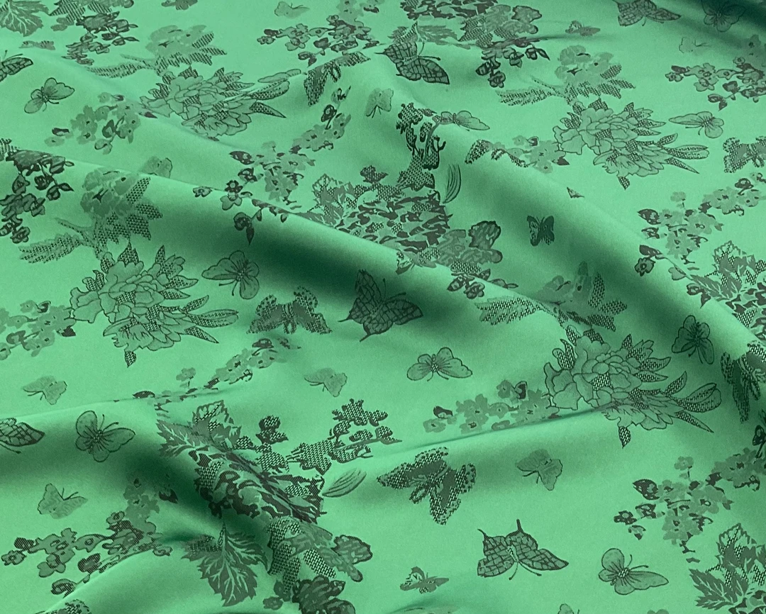 现货蝶恋花 国风人丝双色提花面料 时尚套装面料 一米起拍 不退换