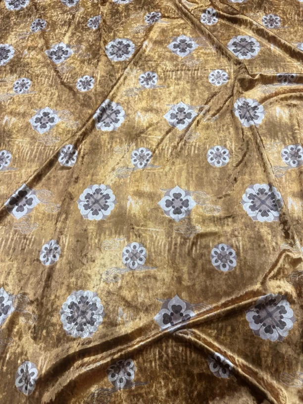 新品敦煌宝相花系列丝绒重工扎染国风高定服装面料
