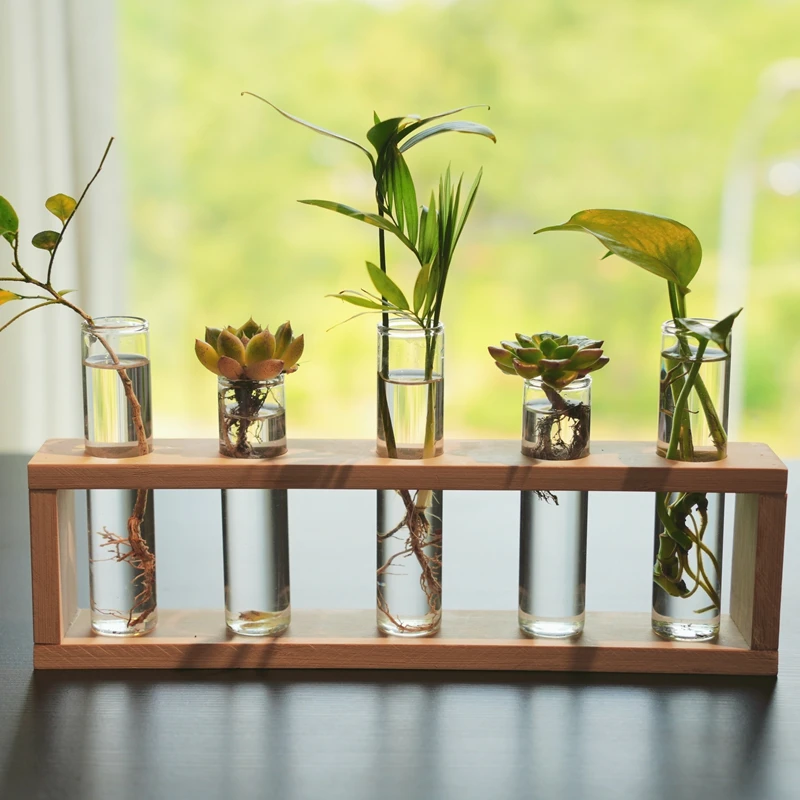 轻奢花瓶水培插花艺装饰客厅餐桌面办公室双层竹制水培瓶ins高贵