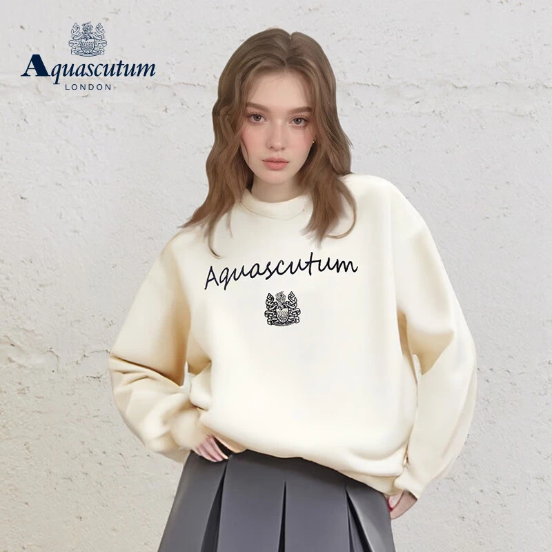 AQUASCUTUM雅格狮丹2024秋冬女士英伦学院风长袖卫衣