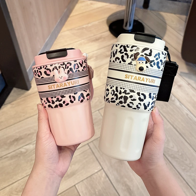 高级感女士办公保温杯2024新款高颜值大容量便携户外简约咖啡杯