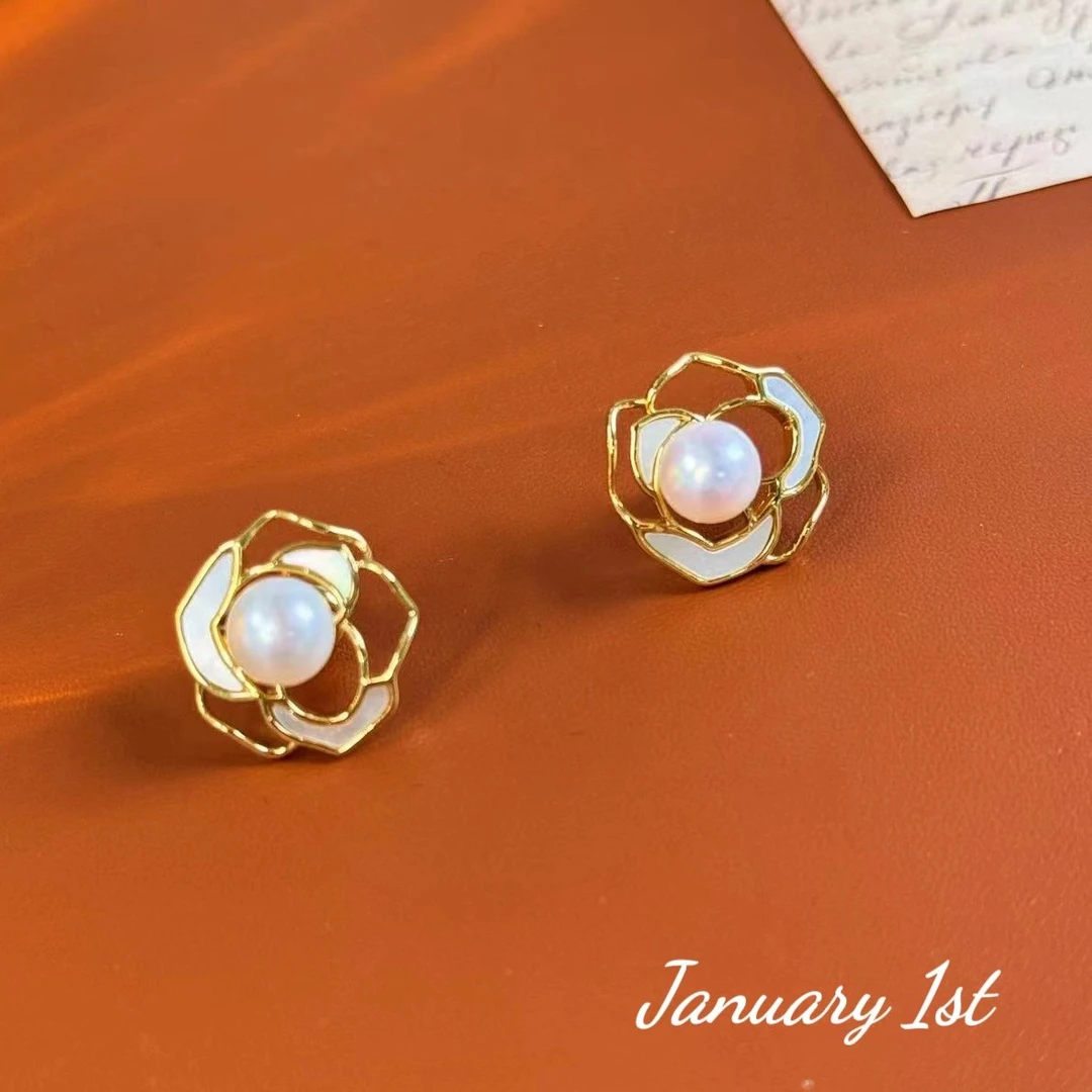 铜合金耳饰 【SP】ED1603 西★【花町喜仕】轻奢白色时尚百搭耳钉