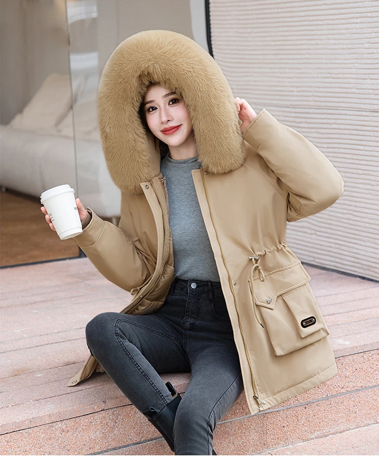 活里活面可拆卸派克棉服2025新款冬季连帽中长款保暖加厚棉袄外套