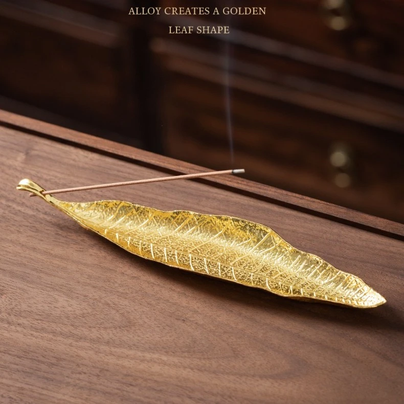 金叶子香插香座合金线香架香托线香香炉居室卧房熏香摆件香座