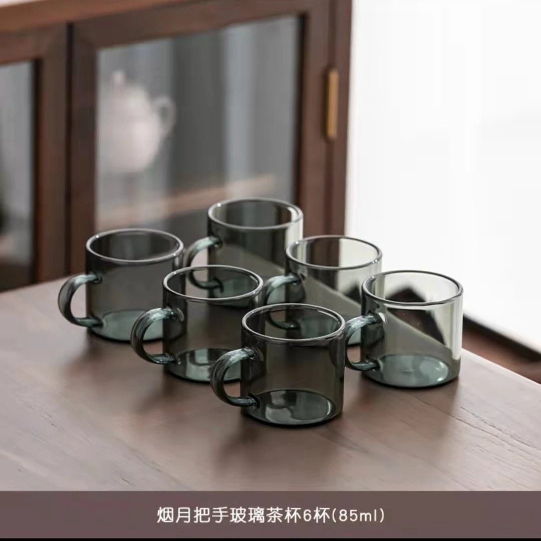 6只装耐热创意手工加厚玻璃品茗杯简约家用玻璃杯茶具绿茶杯水杯