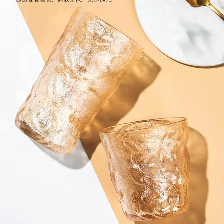 ins日式简约冰川纹水杯牛奶咖啡杯啤酒杯