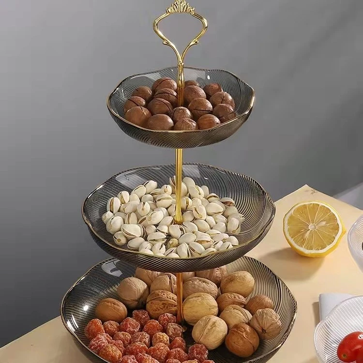 网红多层果盘干果盘轻奢高档点心盘客厅家用玻璃果盘