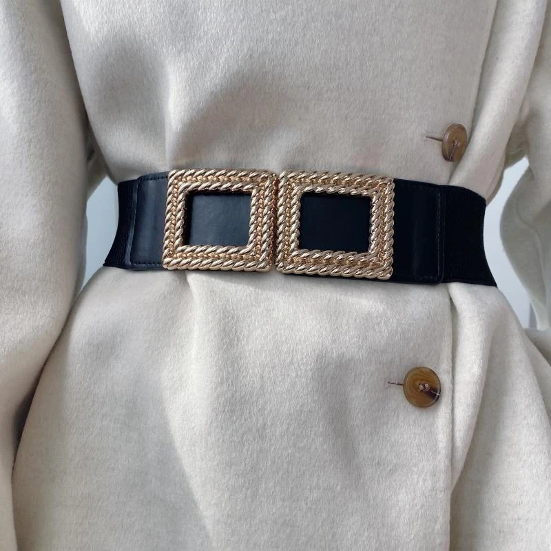 百搭盘扣腰带毛衣外套连衣裙搭配时尚腰带方扣优雅简约休闲韩版