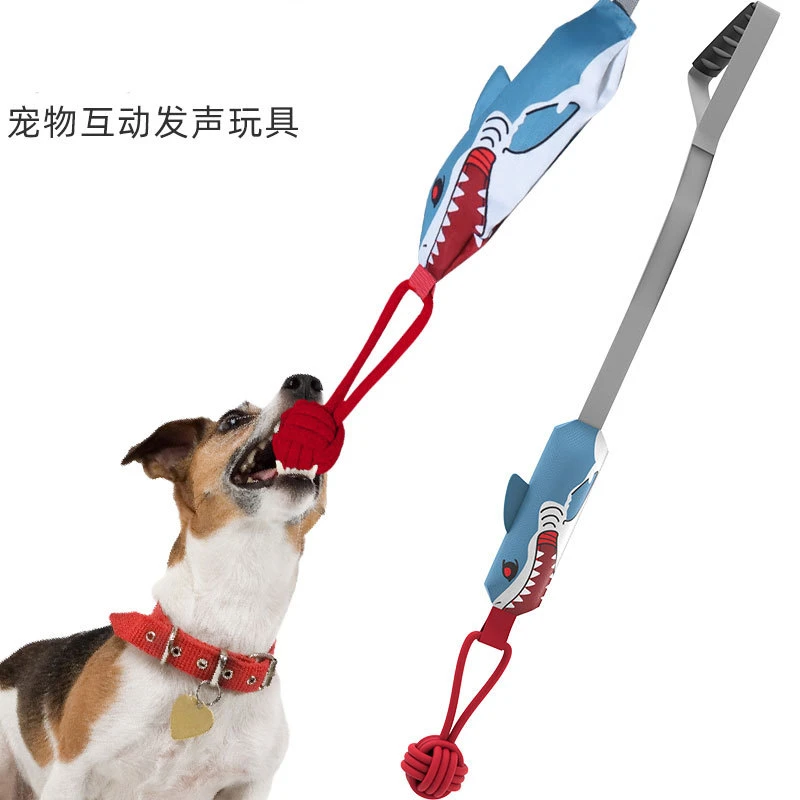 狗狗玩具互动拉扯发声耐咬绳结球鲨鱼拔河自嗨磨牙洁齿解闷神器