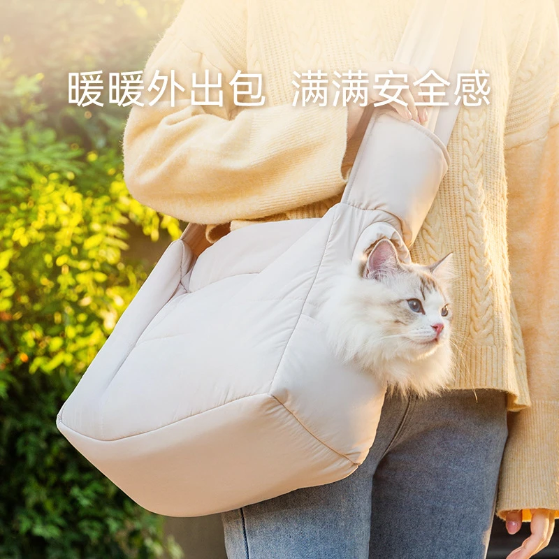 秋冬季保暖绗棉猫包外出便携小狗狗大容量出门单肩斜跨狗包宠物包