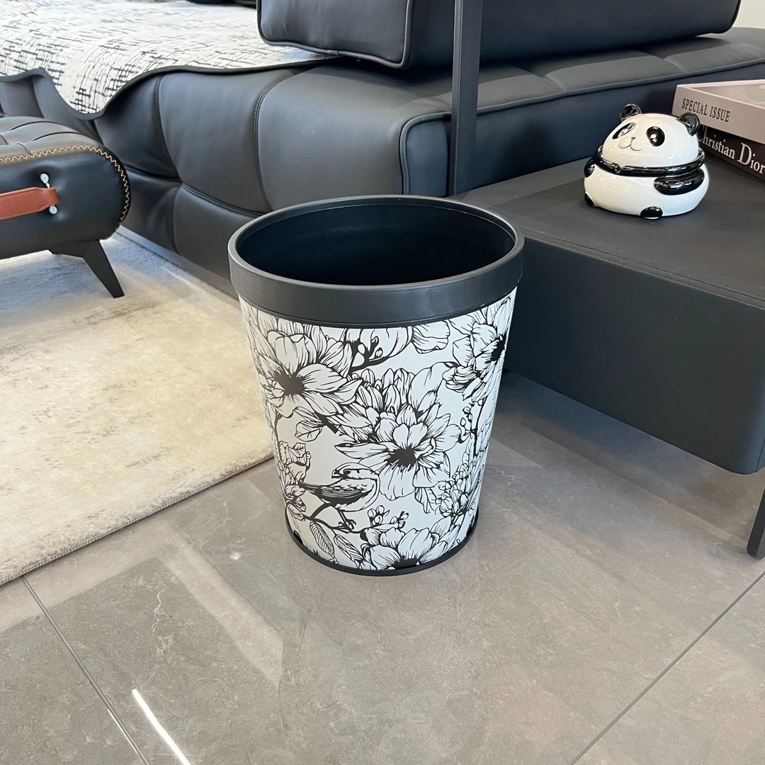 复古花鸟垃圾桶高档家用客厅厨房卫生间垃圾桶高颜值无盖垃圾篓