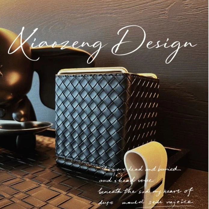 编织纹皮革桌面收纳筐遥控器收纳盒黑色轻奢个性欧式时尚可爱复古