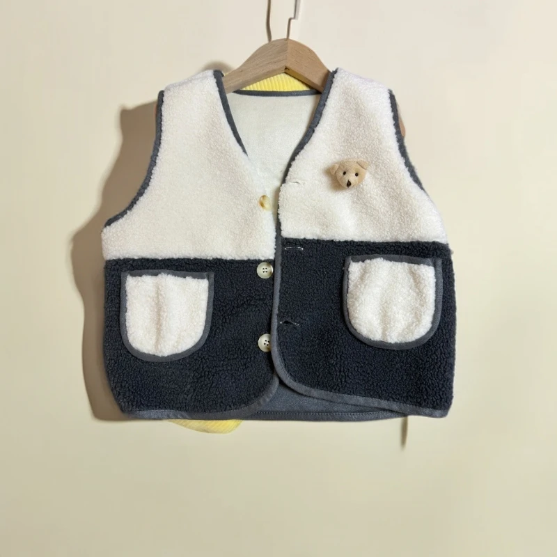 韩版儿童冬季新款马甲男宝宝女宝宝皮毛一体马甲