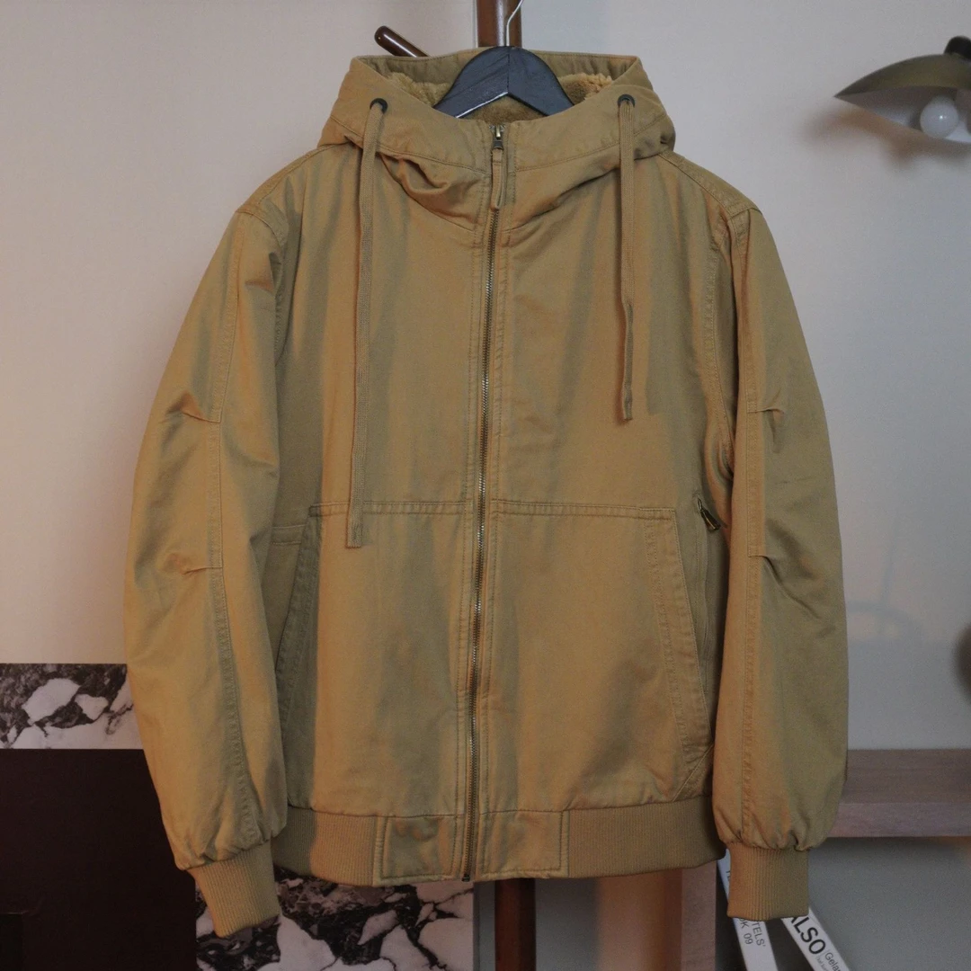 棉服纯棉连帽抽绳冬季加绒加厚保暖宽松时尚百搭复古休闲外套